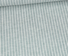 Leinen - Baumwolle - Mischgewebe - Dünne Weiße Streifen - 176g - Melange - Minttürkis