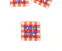 1 Label - Pasta Lover - Karomuster - Creme/Orangerot - jojulein design
