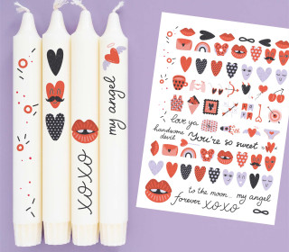 DIN A4 - Tattoofolie - Lovestruck - Valentinstag - für Kerzen / Keramik