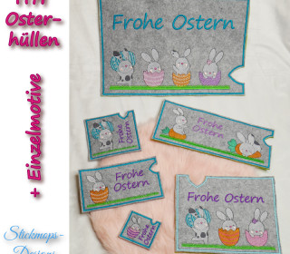 Stickdatei Set Osterhüllen ITH Geschenk & Schokoladenhüllen + Einzelmotive