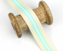 1 Meter Zierband - Dekoband - 25 mm - 2 Streifen - Beige