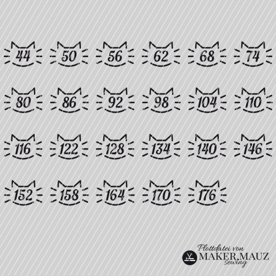 Plotterdatei Größenlabel Katze Kinder