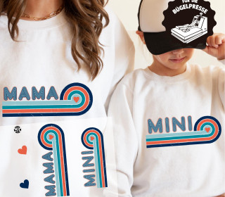 Onkel Bo's Bügelbilder - DIN A4 - MAMA/MINI - Blau/Orange - BIG