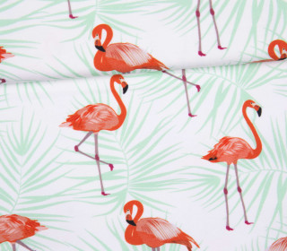 Jersey - Bio Qualität - Fabulous Flamingos - mint - weiß - abby and me