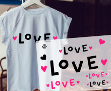 Onkel Bo's Bügelbilder - DIN A4 - Love - Mix - Schwarz/Pink