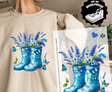 Onkel Bo's Bügelbilder - DIN A4 - Gummistiefel - Blau - Schmetterlinge