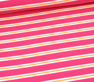 Sommersweat - Neon-Streifen - Weiß/Fuchsia/Neonorange