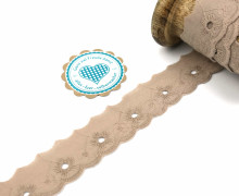 1m Spitzenborte - Bordüre - Stickerei - 25mm - Blümchen - Sand