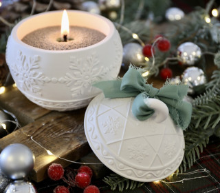 Silikon - Gießform - Wunderschöne Christbaumkugel - Schneeflocken - Dose mit Deckel - Kerzengefäß - 6,8oz - mit Manschette - offizieller Partner von Boowan Nicole - vielfältig nutzbar