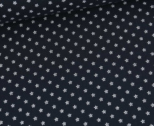 Musselin - Muslin - Weiße Kleine Blüten - Double Gauze - Stahlblau
