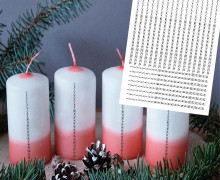DIN A4 - Tattoofolie - Weihnachts-Countdown - Advent - für Stumpenkerzen / Keramik - Weihnachten