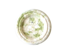 1 Baumwoll/Polyesterknopf - Rund -  18mm - Marmoriert - 2-Loch - Recycelt - Weiß/Hellgrün