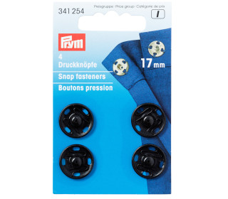 4 Annäh-Druckknöpfe - 17mm - Prym - Schwarz