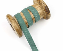 1m elastisches Schrägband  - Bogenkante - 12mm - Altgrün
