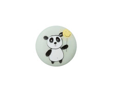 1 Polyesterknopf - Rund - 15mm - Öse - Kinder - Panda - Glanz - Pastellgrün