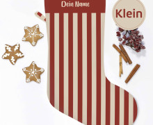DIY-Nähset - Nikolaussocke - KLEIN - Softshell - Colorful Christmas - Stripes - Rot/Creme