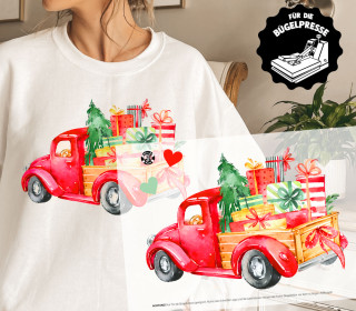 Onkel Bo's Bügelbilder - DIN A4 - Christmas Car - Pick Up - BIG - Weihnachten