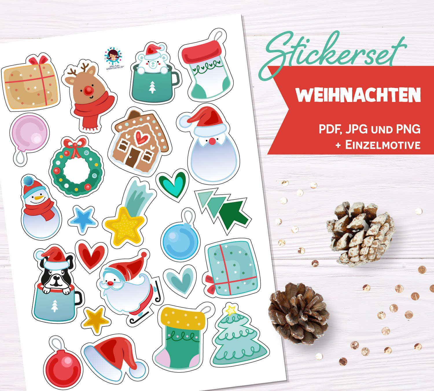 FREEBIE / GÖNNIE - Digitale Sticker - Frohe Weihnachten - zum