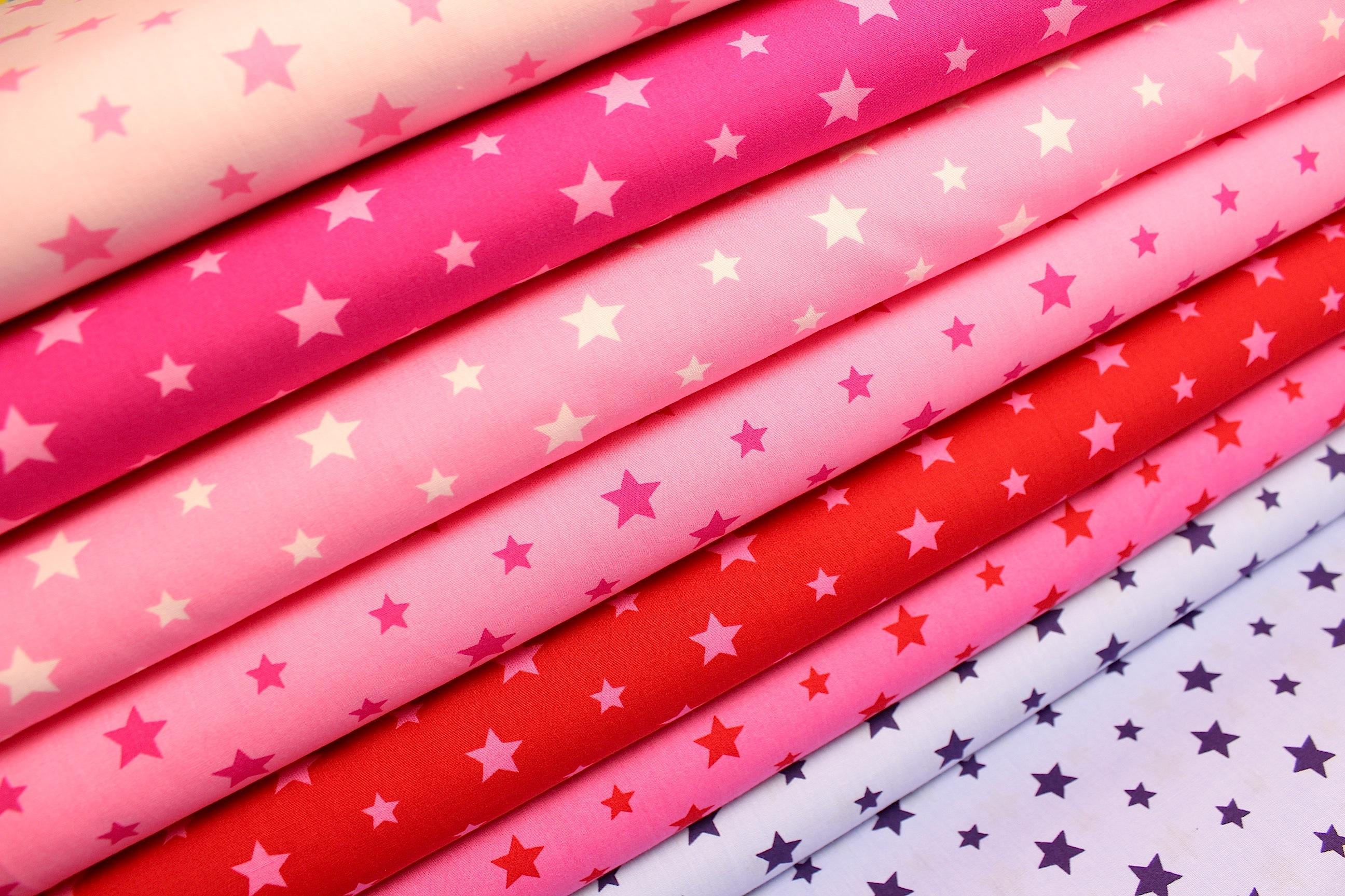 HOT Kleiderstoff Stoff Sterne Rosa Grau Stoff Sterne Rosa Stoff