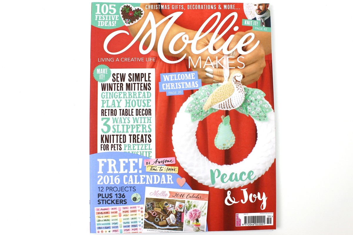Mollie Makes Ausgabe 59 mit Kalender und Stickern.