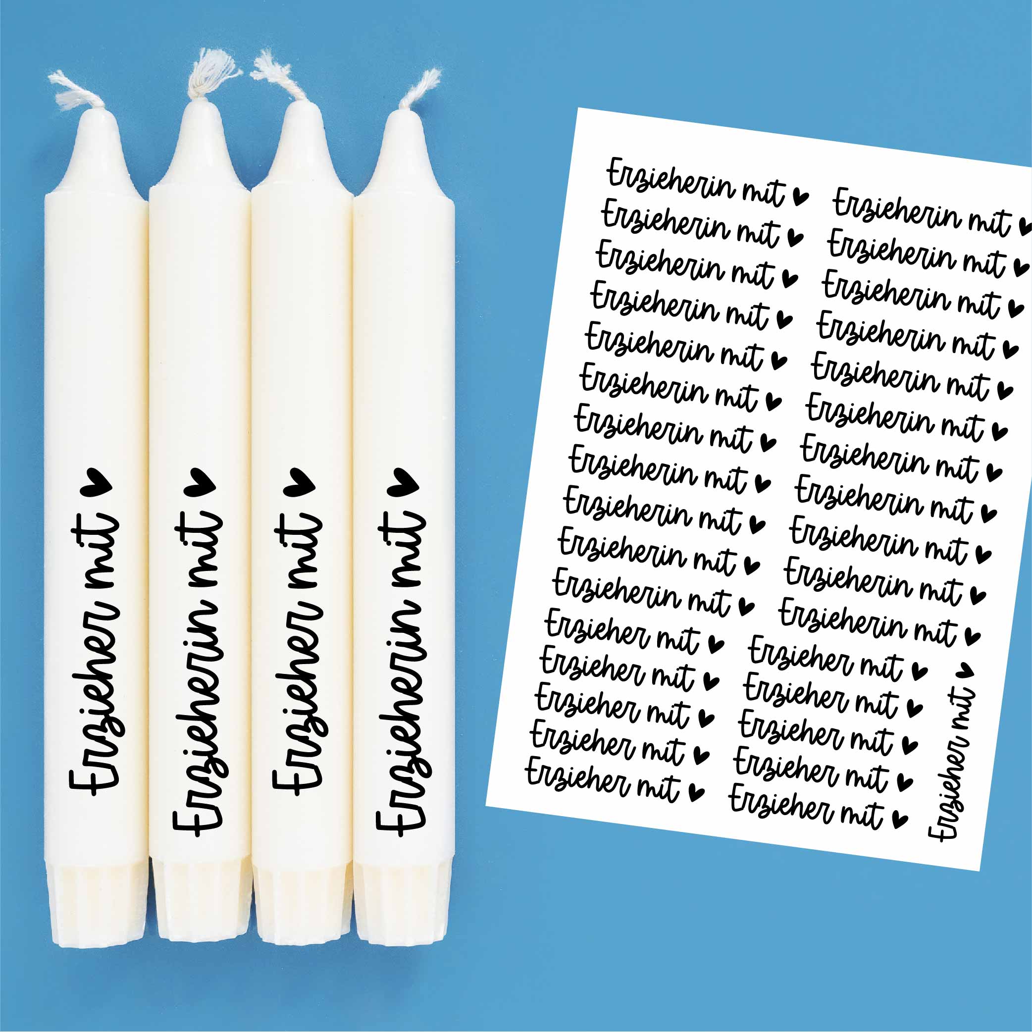 DIN A4 Tattoofolie Sprüche zum Verschenken ErzieherIn mit Herz