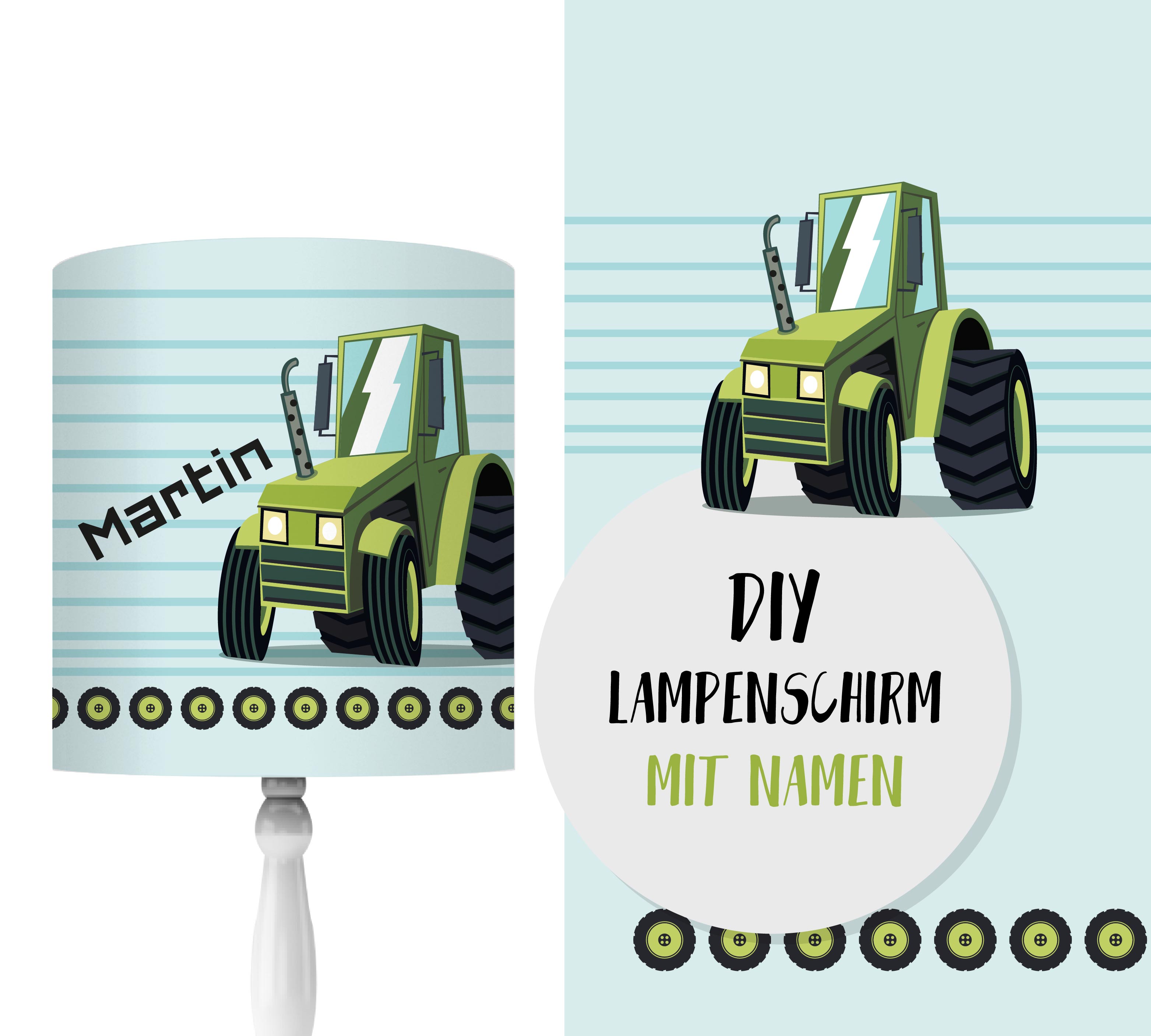 DIY Lampenschirm - Trecker - Traktor - Set - personalisierbar - zum  Selbermachen